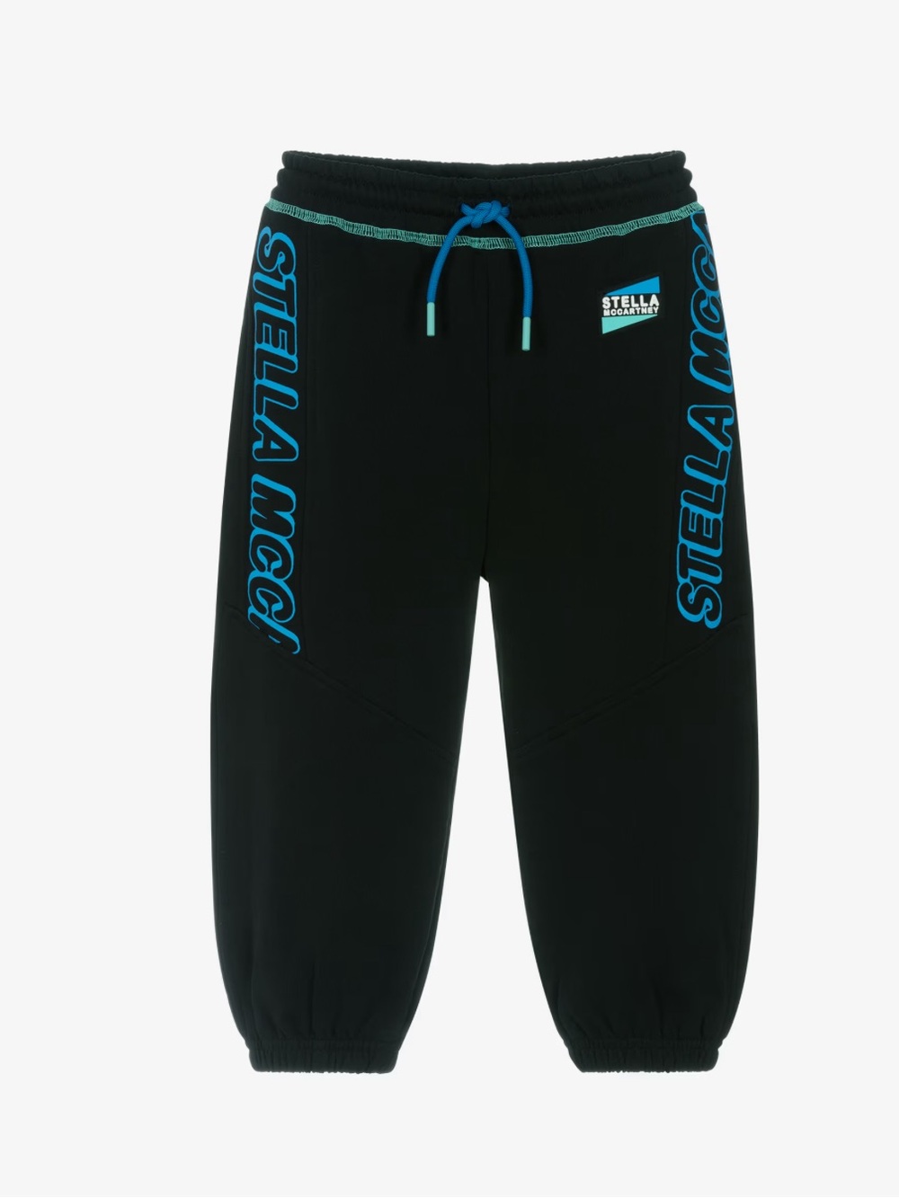 Stella McCartney Kids Boys Black Logo Joggers Blue Stella Print size 6